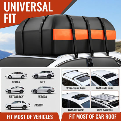 21ft³ Waterproof Rooftop Cargo Bag - 840D Heavy-Duty, w/Mat/Hooks/Lock for All Vehicles