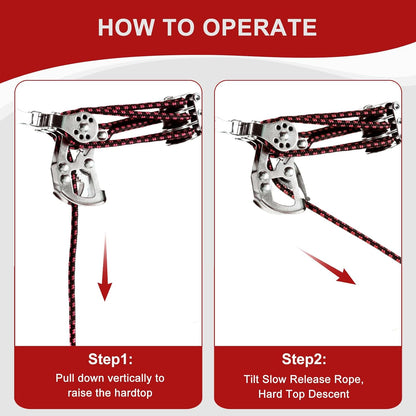 Hardtop Anti-Fall Removal Lift for Jeep Wrangler JL, JK, TJ, and Other Models with Hardtops | Idle Items, Kayak & Attic Hoist | Supports 8-16 ft Ceilings, Comes with 6 T-Knobs (Red)