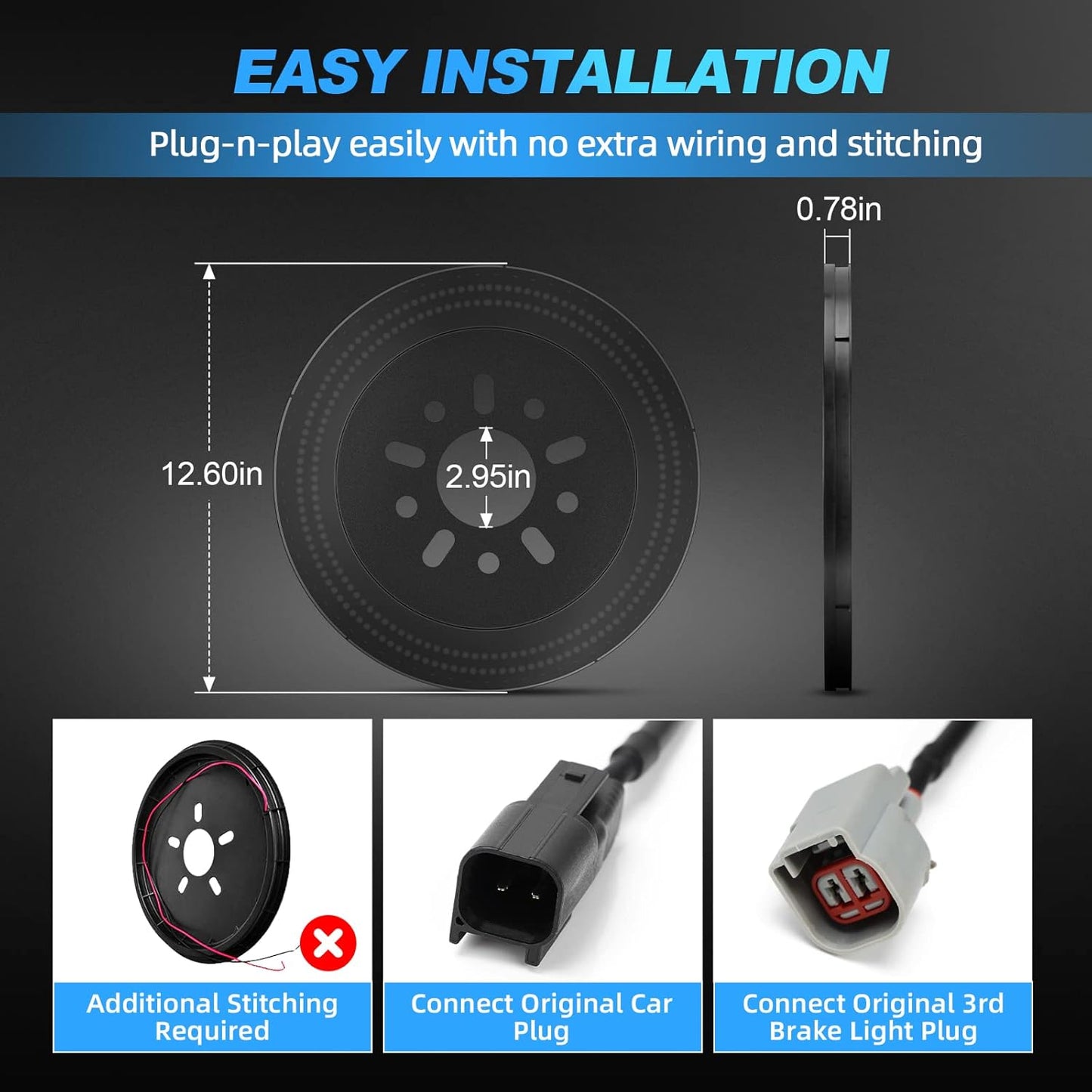 3-Side Spare Tire Brake Light, 400PCs LED Wheel Light - OHMU
