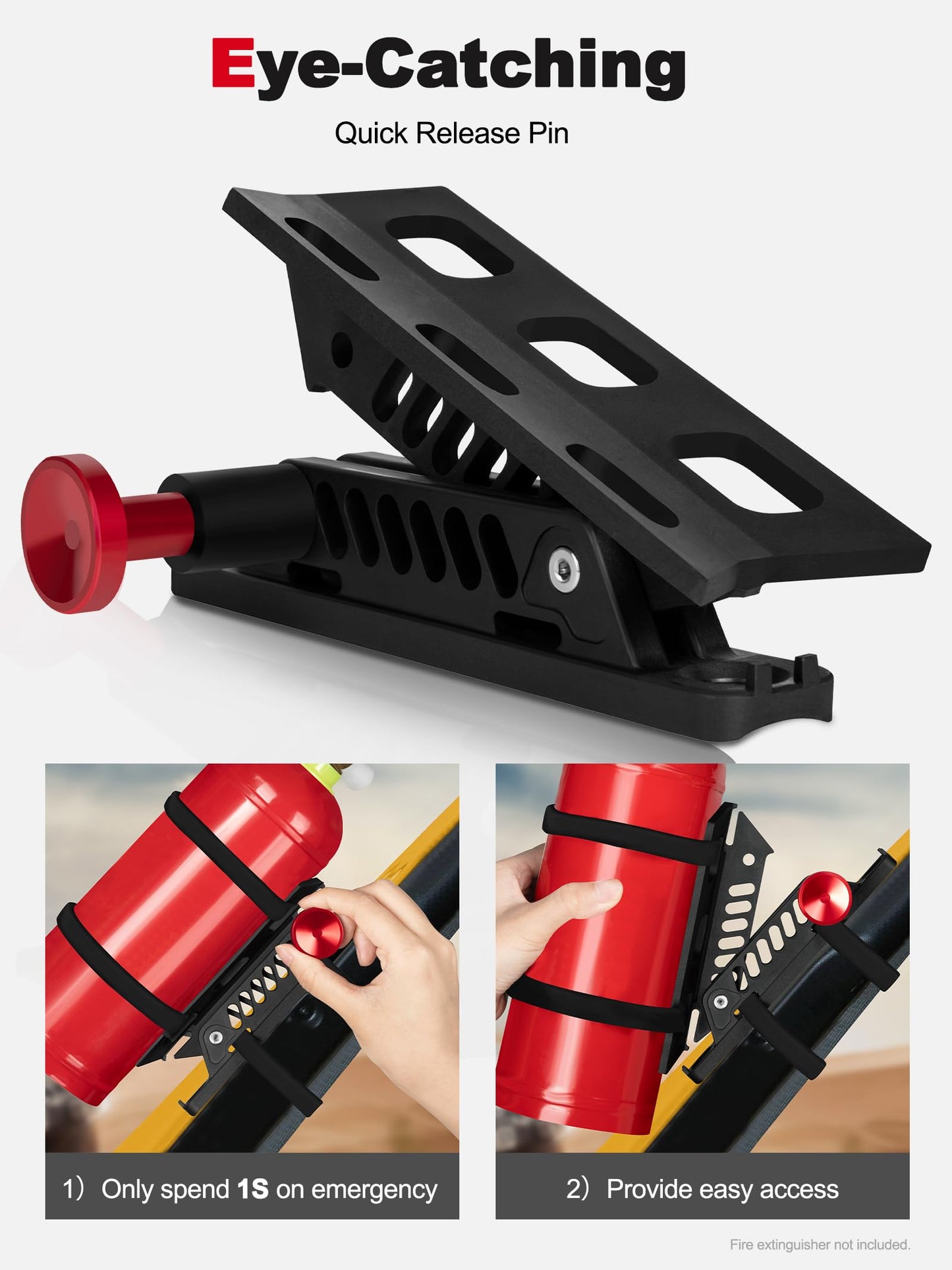 Adjustable Quick-Release Fire Extinguisher Mount for Jeep/UTV Roll Bar - Universal Fit