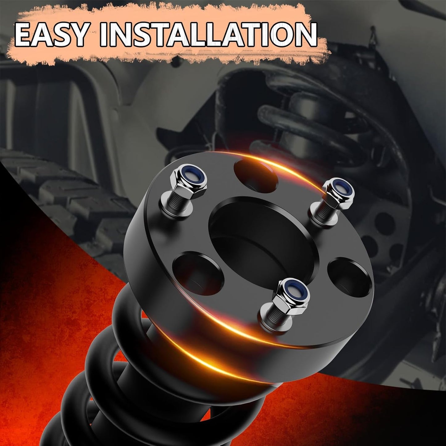 2" Front Leveling Lift kit for Dodge Ram 1500 2006-2024 4WD, Lifronkit Raise 2 Inch Front Strut Spacers Compatible with Dodge Ram Suspension Lift Kits 2006-2023 Black Anodized(new version)