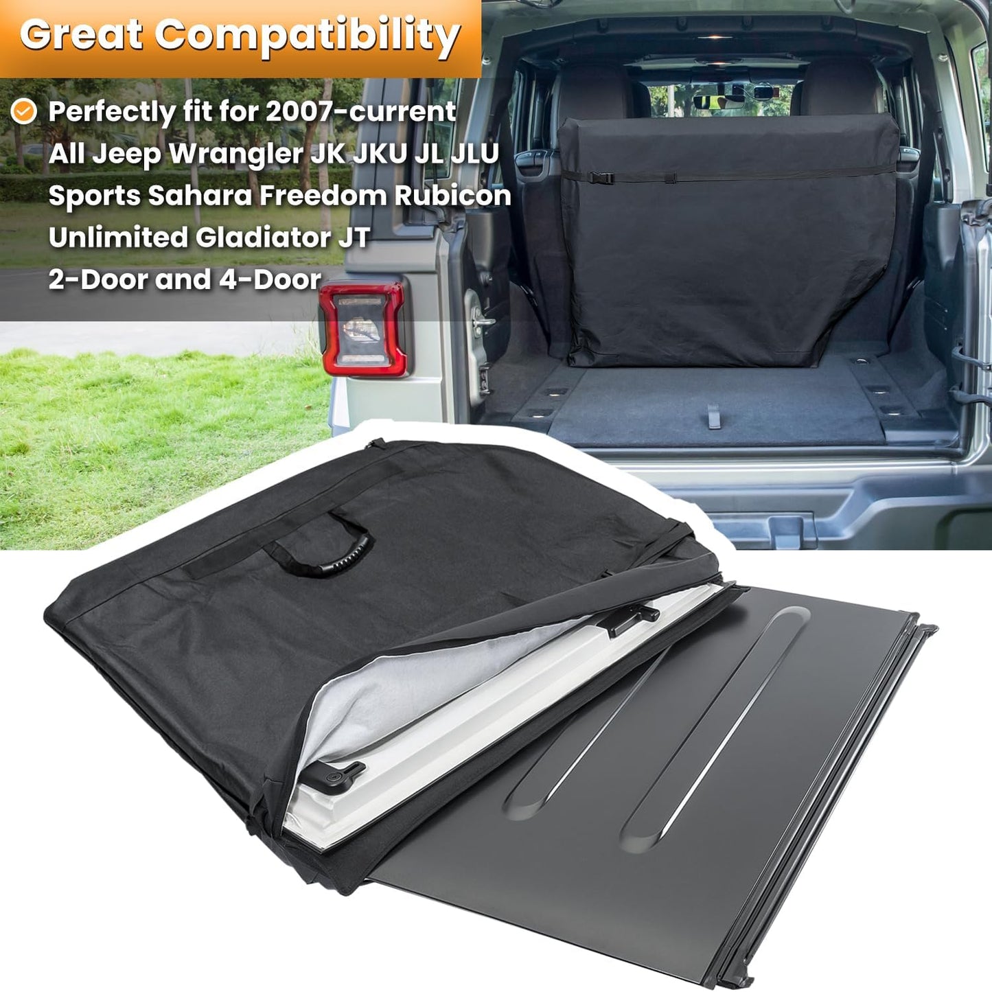 Hard Top Freedom Panel Storage Bag for 2007-2025 Jeep Wrangler & Gladiator (Black)