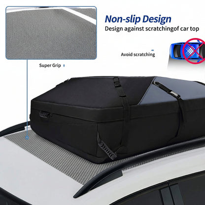 20ft³ Waterproof Rooftop Cargo Bag - Coated Zippers, Anti-Slip Mat, Works w/wo Roof Racks