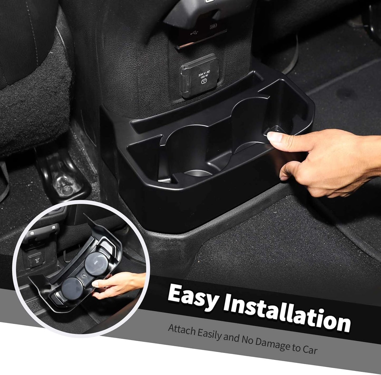 Dual Rear Cup Holder Tray for 2018-2025 Jeep Wrangler JL & Gladiator JT - Back Seat Organizer