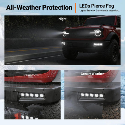 Bronco LED Fog Lights for Modular Bumper, Turn Signals