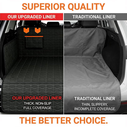 Waterproof Dog Cargo Liner - Large Universal Fit w/Bumper Flap, Non-Slip Scratchproof for SUV/Sedan/Van (Black)