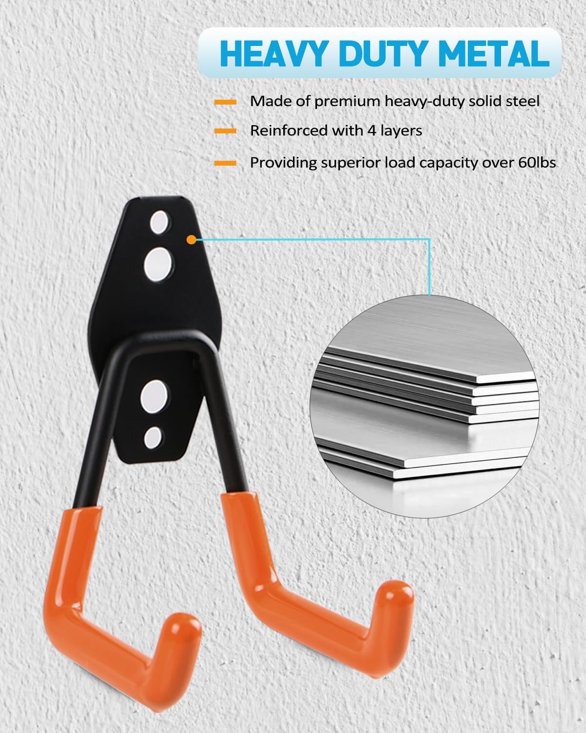 Heavy-Duty Door Storage Hangers (4-PCS) for 1956-2025 Jeep Wrangler & Gladiator - Wall Mount