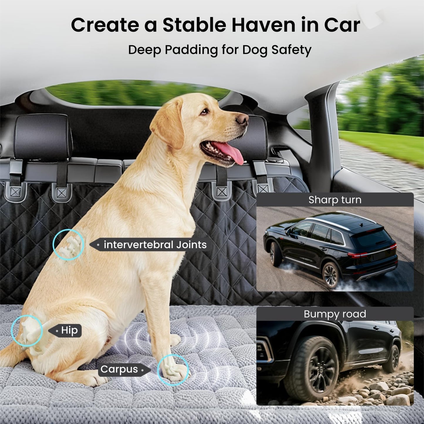 Extra-Thick Chew-Resistant Dog Bed Mat - 54"x24"x1.8" for Truck/SUV Back Seat, Grey