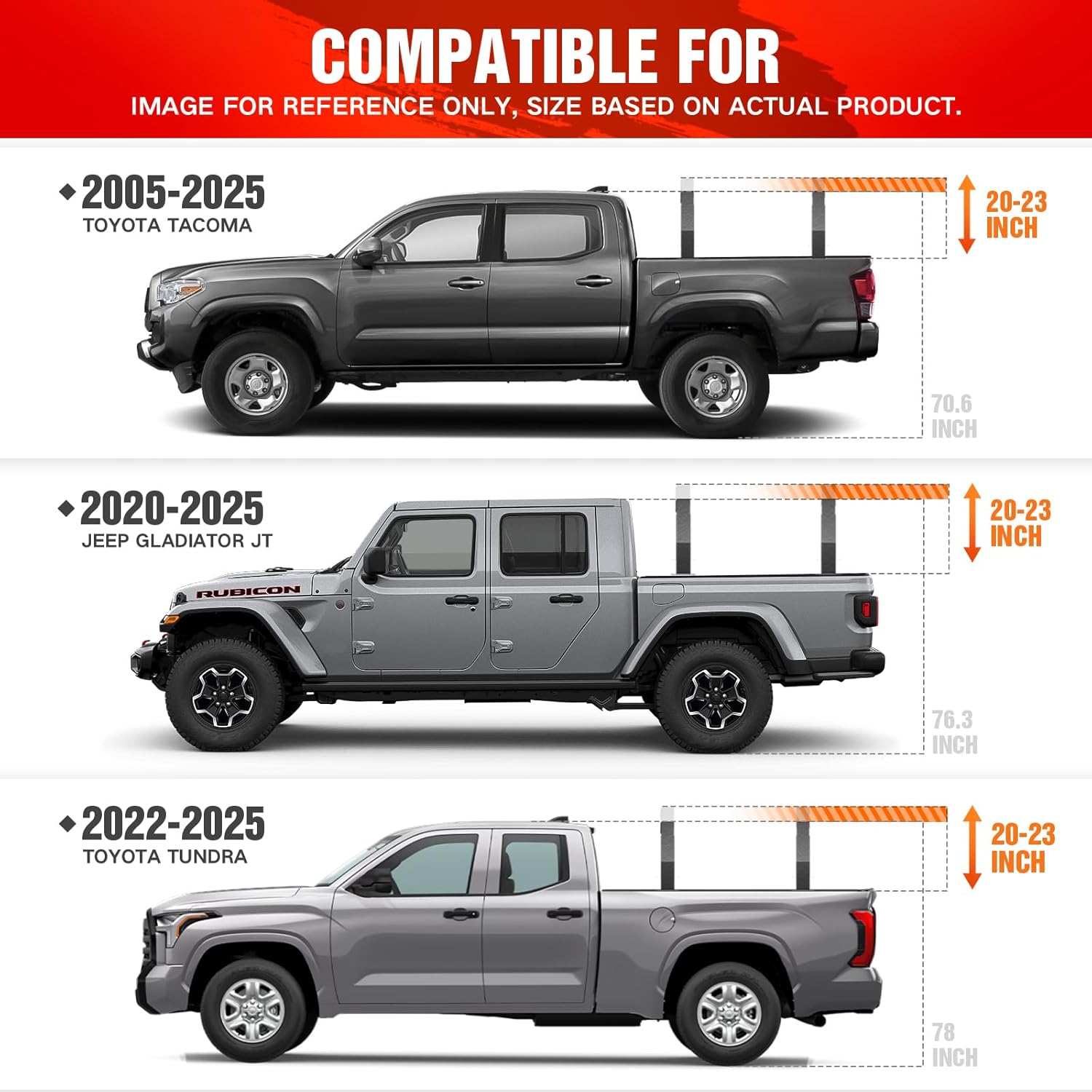 Bed Rack Overland Racks Truck Cargo Carrier with 2 LED Light Bar for Toyota & Jeep - OHMU