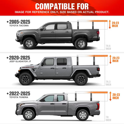 Bed Rack Overland Racks Truck Cargo Carrier with 2 LED Light Bar for Toyota & Jeep - OHMU