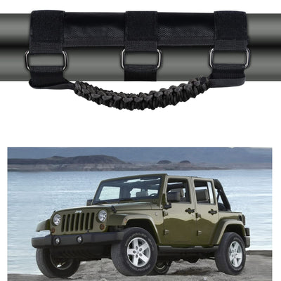 4-Pack Black Roll Bar Grab Handles for Jeep Wrangler & Gladiator (Paracord)