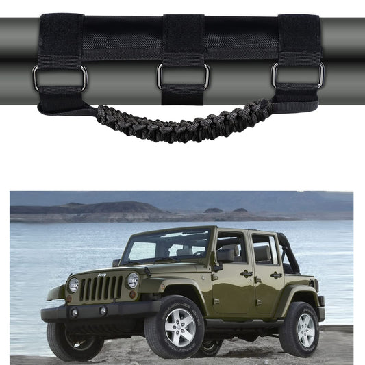 4-Pack Black Roll Bar Grab Handles for Jeep Wrangler & Gladiator (Paracord)