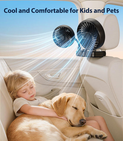 Dual Head Gooseneck Car Cooling Fan for Kids