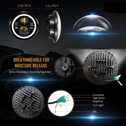 DOT Approved 7" LED Headlights for Jeep Wrangler 1997-2018 - with DRL & Signals