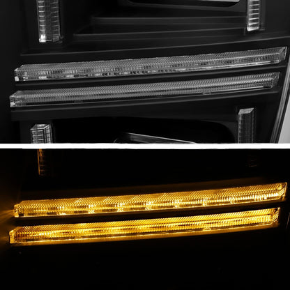 AKKON -Fit 2021-2023 Ford F150 LED DRL Sequential Signal [Halogen Type] Projector Black Headlights Pair Driver+Passenger