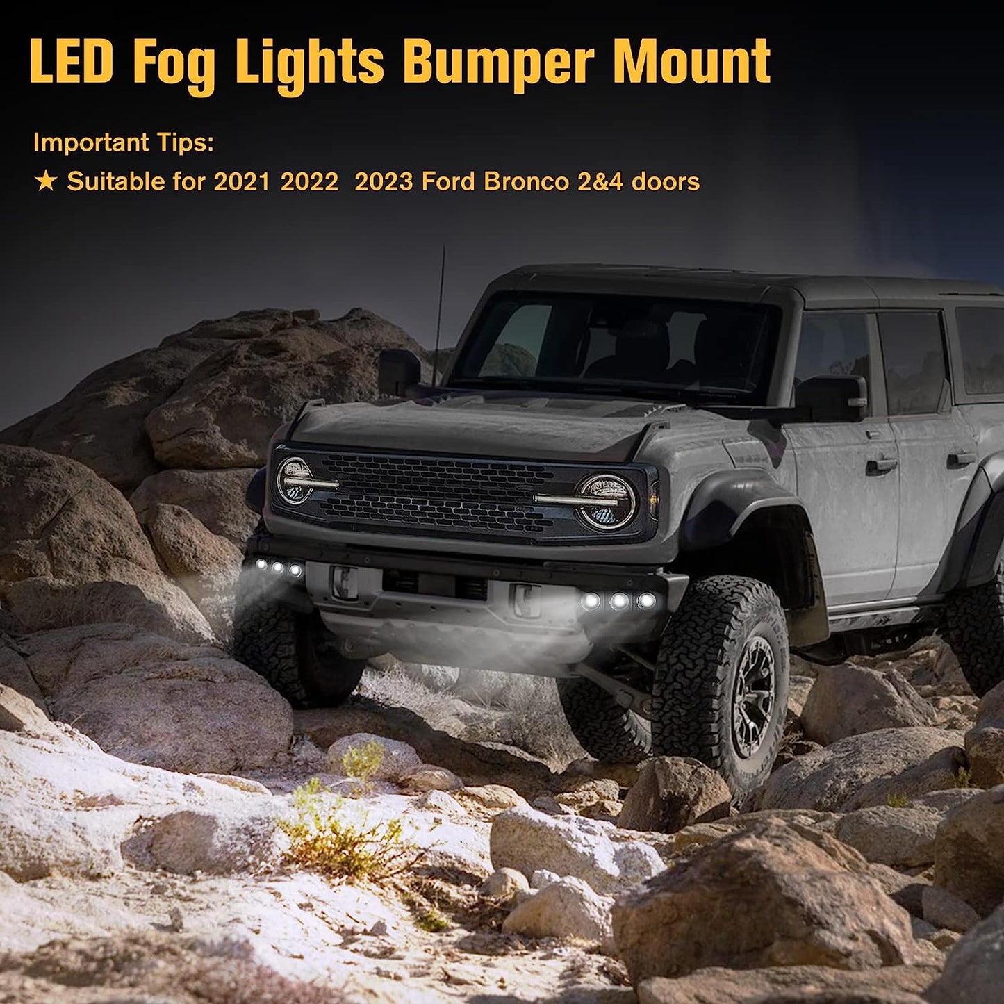 LED Front Bumper Fog Light with Mounts for Ford Bronco 2021 2022 2023 2/4 Door