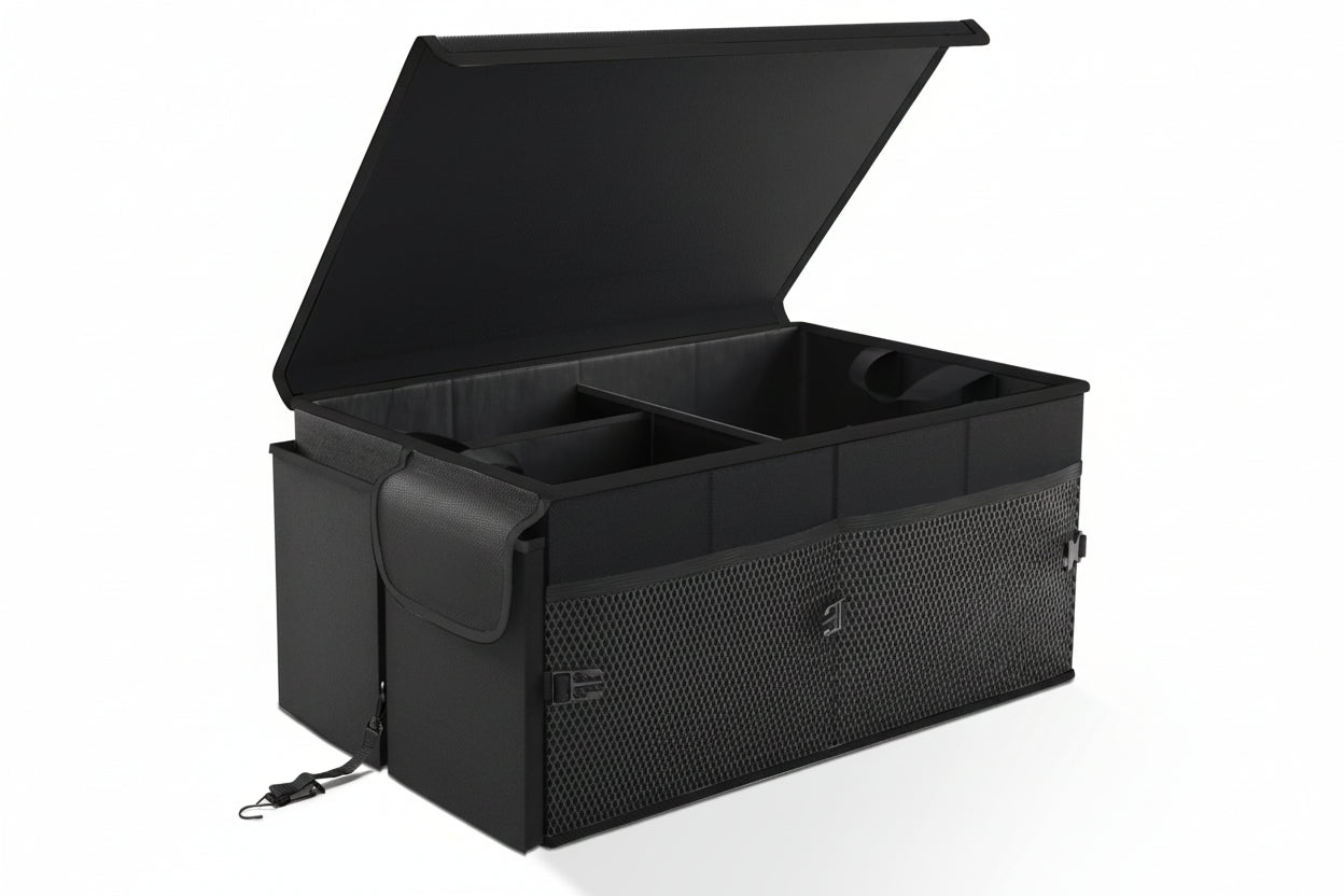 65L Collapsible Trunk Organizer with Lid - Non-Slip Bottom for SUV/Truck/Van (Black)