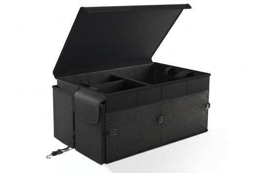 65L Collapsible Trunk Organizer with Lid - Non-Slip Bottom for SUV/Truck/Van (Black)