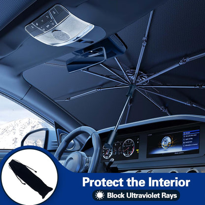 Foldable Car Umbrella Sunshade - UV Block & Heat Insulation for Windshield (Large)
