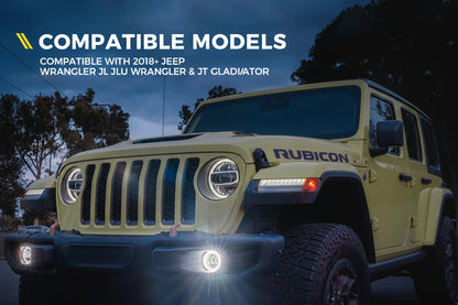 300% Brighter LED Fog Lights for 2018-2025 Jeep JL & Gladiator JT - DOT, Plug & Play