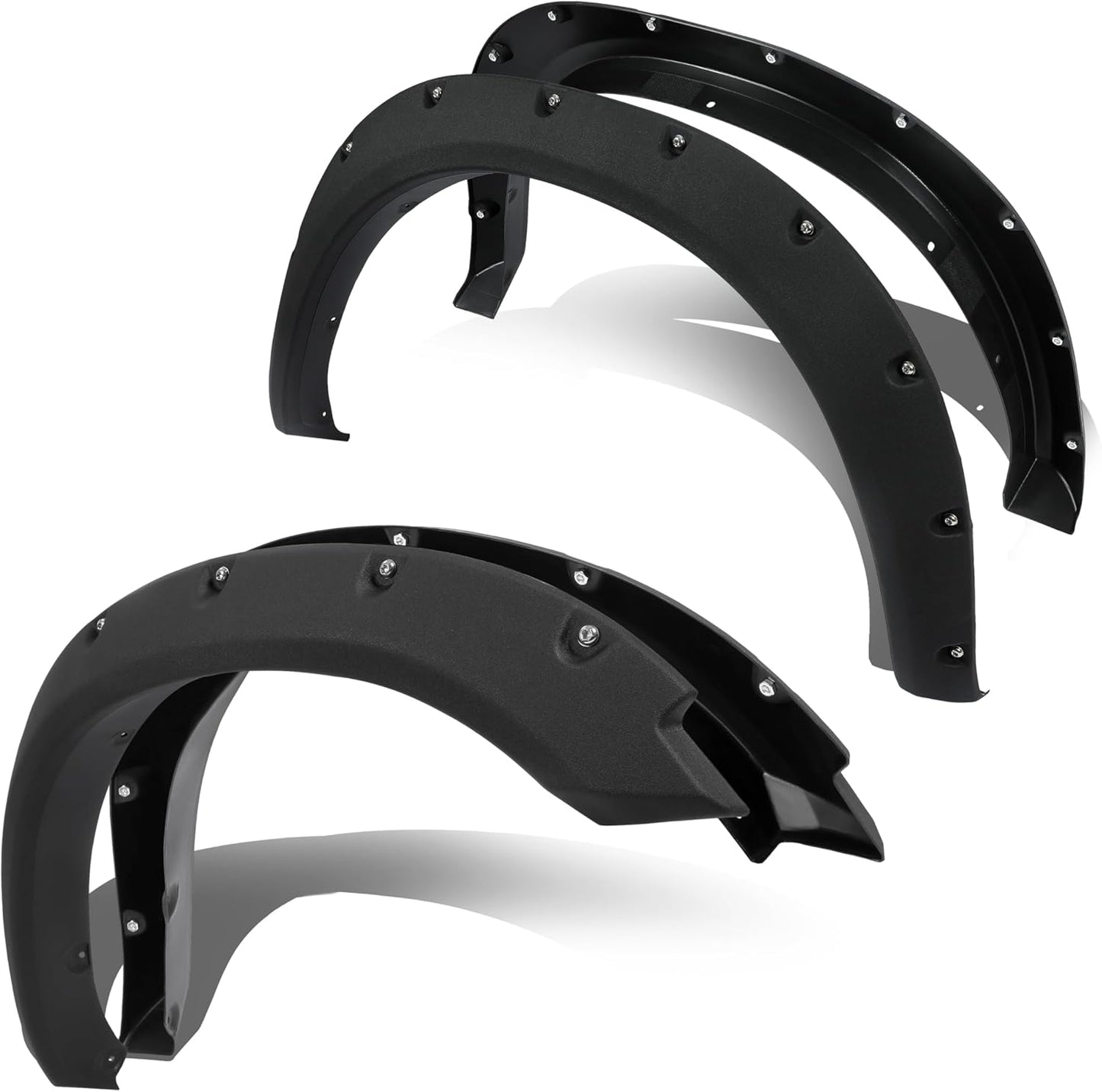 4-PCS Fender Flares for 2009-2018 Ram 1500 & 2019-2023 Classic Fleetside - Textured Black Rivet Style