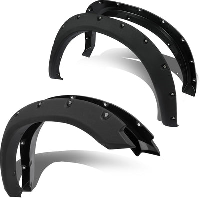 4-PCS Fender Flares for 2009-2018 Ram 1500 & 2019-2023 Classic Fleetside - Textured Black Rivet Style