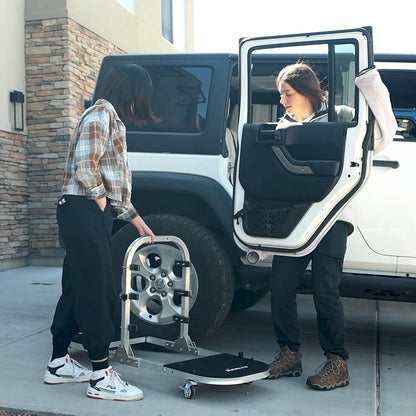 Folding Rolling Door Cart (4-Door) for Jeep Wrangler & Gladiator - Aluminum/Silver (Patented)