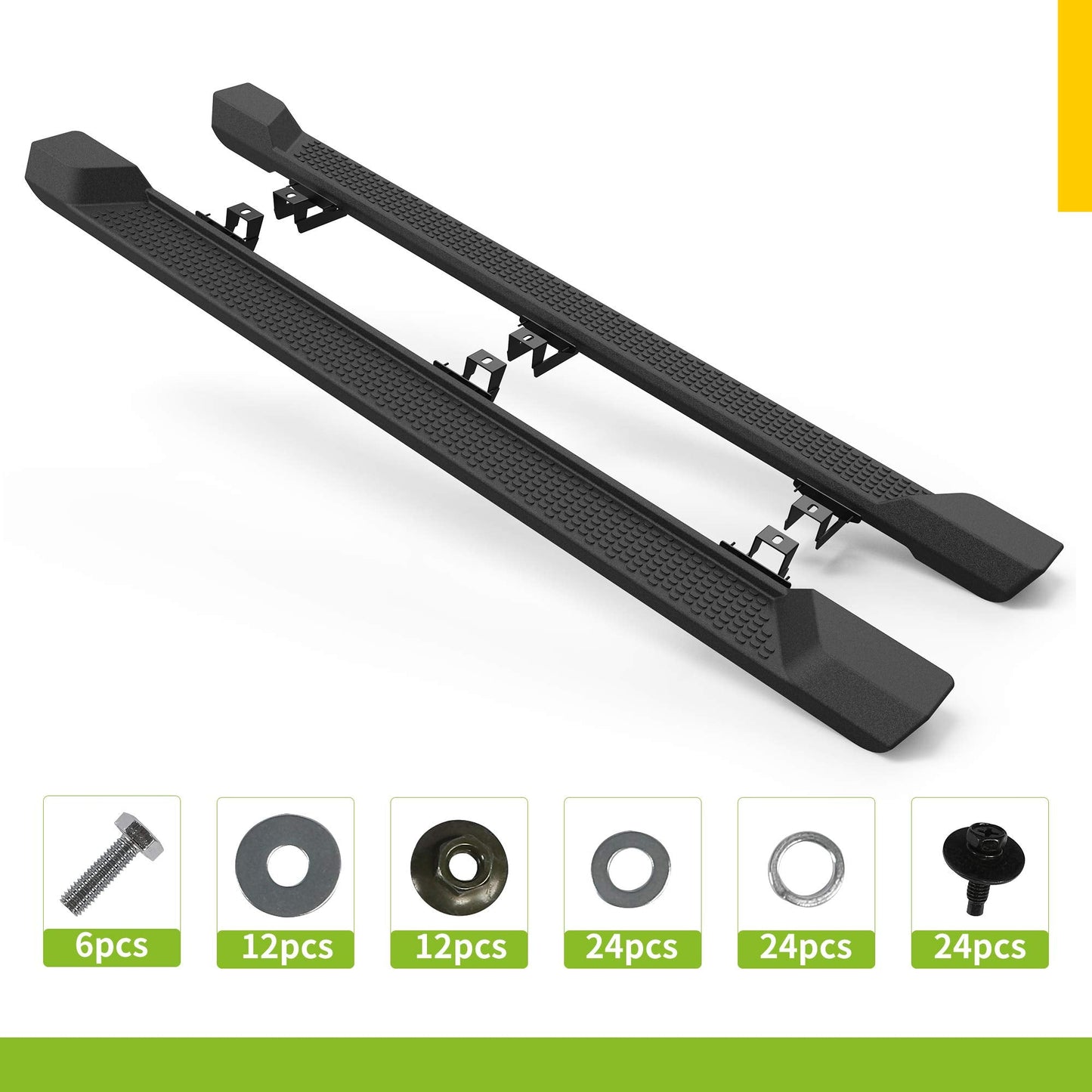 6" OE Style Running Boards for 2018-2026 Jeep Wrangler JL 4-Door - Black