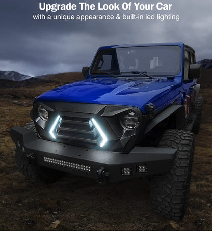 Jeep Wrangler JK Matte Black Grill with Integrated LED Turn Signals & DRLs (2007-2018)