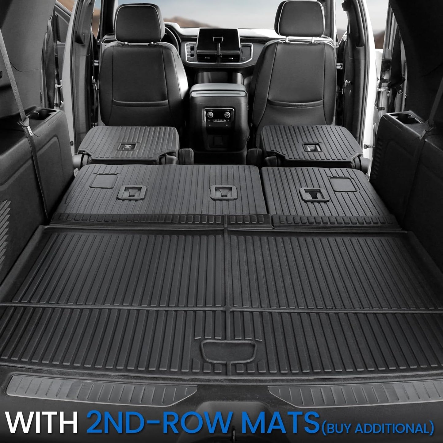Cargo Mat Backrest Mats for 2021-2024 2025 Chevrolet Chevy Suburban/GMC Yukon XL SUV Car Mat Accessories, All Weather TPE Trunk Cargo Liner(Cargo Mat+3rd Row Backrest Mat)