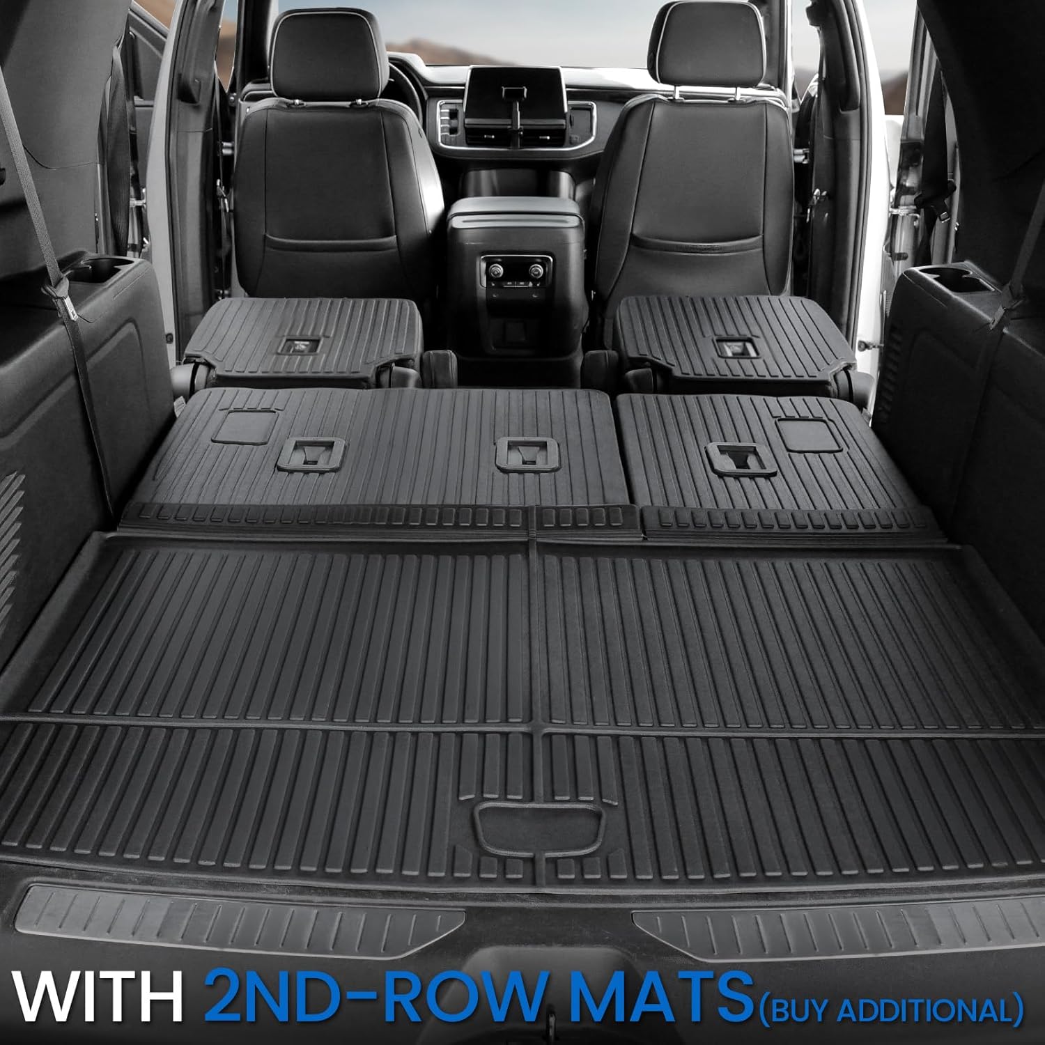 Cargo Mat Backrest Mats for 2021-2024 2025 Chevrolet Chevy Suburban/GMC Yukon XL SUV Car Mat Accessories, All Weather TPE Trunk Cargo Liner(Cargo Mat+3rd Row Backrest Mat)