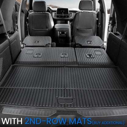 Cargo Mat Backrest Mats for 2021-2024 2025 Chevrolet Chevy Suburban/GMC Yukon XL SUV Car Mat Accessories, All Weather TPE Trunk Cargo Liner(Cargo Mat+3rd Row Backrest Mat)