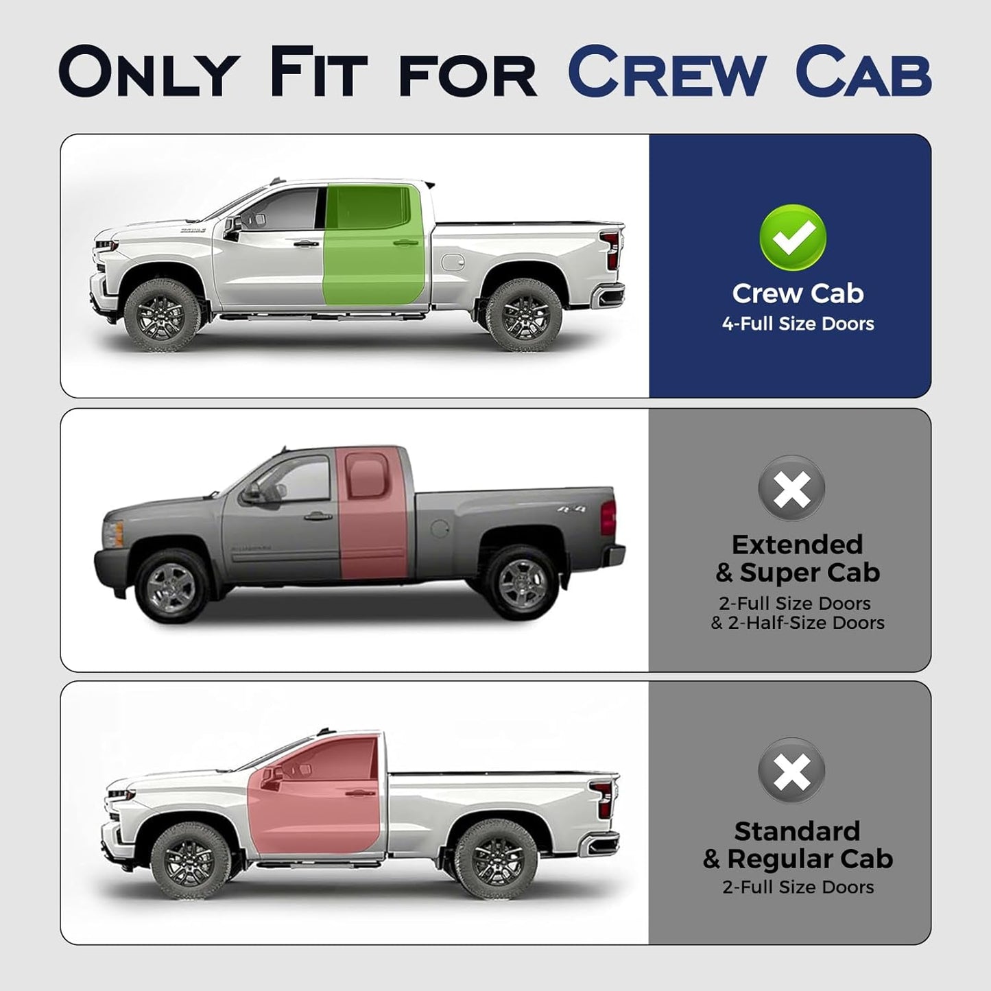 TPE All-Weather Floor Mats for 2019-2026 Chevy/GMC Crew Cab (Bucket Seats, w/Under-Seat Storage)