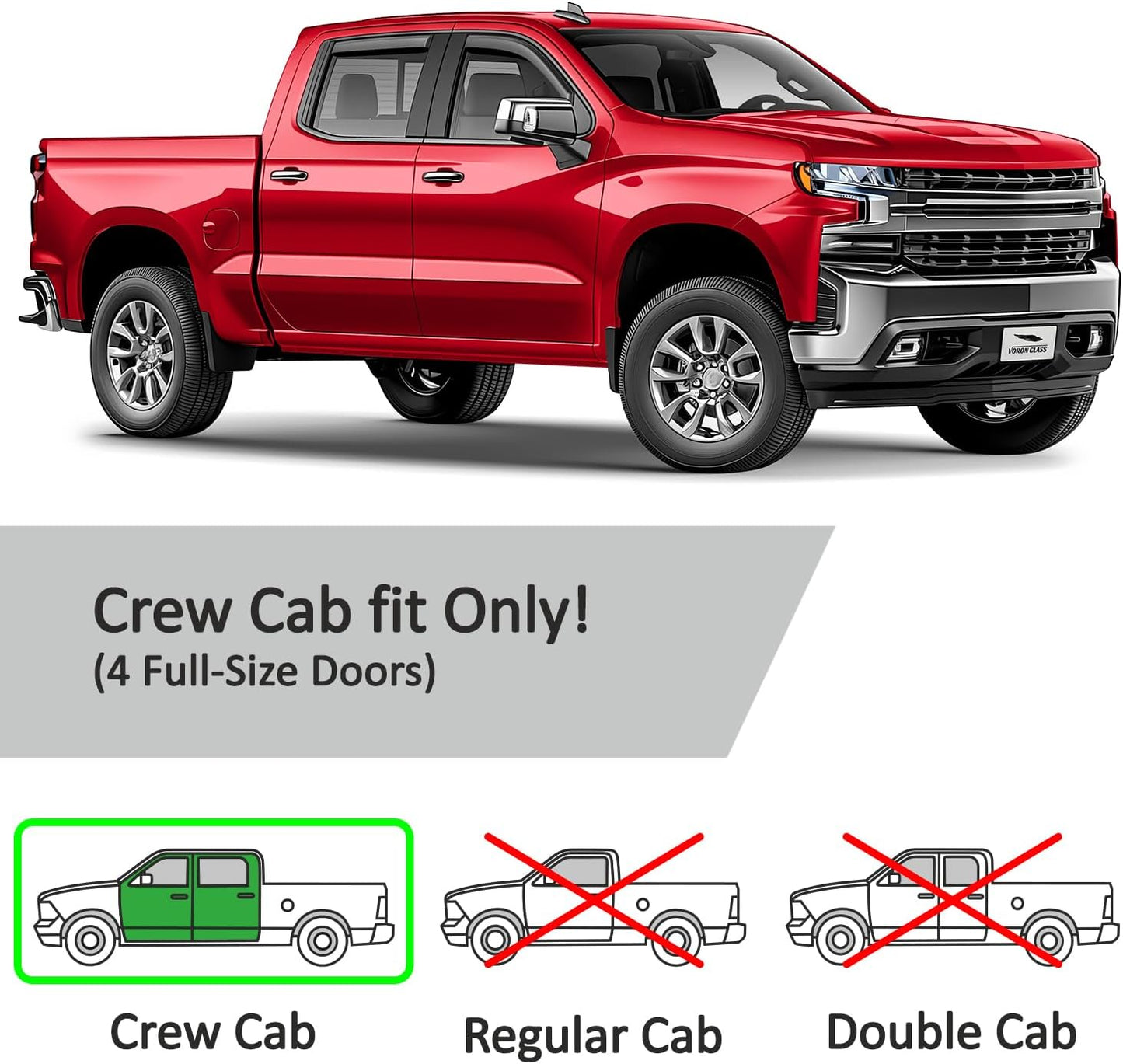 In-Channel Rain Guards (4-PCS) for 2019-2026 Chevy/GMC 1500 Crew Cab - 220089