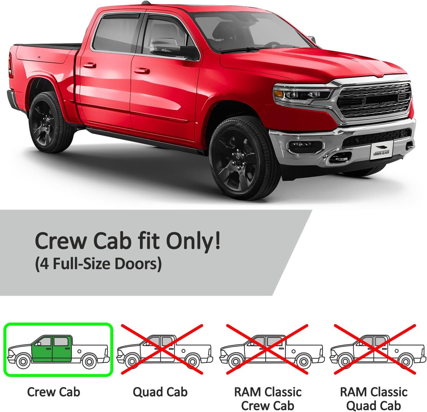 In-Channel Rain Guards (4-PCS) for 2019-2026 Ram 1500 Crew Cab - Window Deflectors, 220159