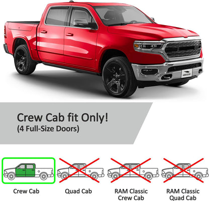 In-Channel Rain Guards (4-PCS) for 2019-2026 Ram 1500 Crew Cab - Window Deflectors, 220159