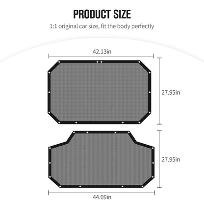 2-Piece Mesh Sun Shade for 2007-2018 Jeep Wrangler JK 4-Door - Front & Rear UV Protection