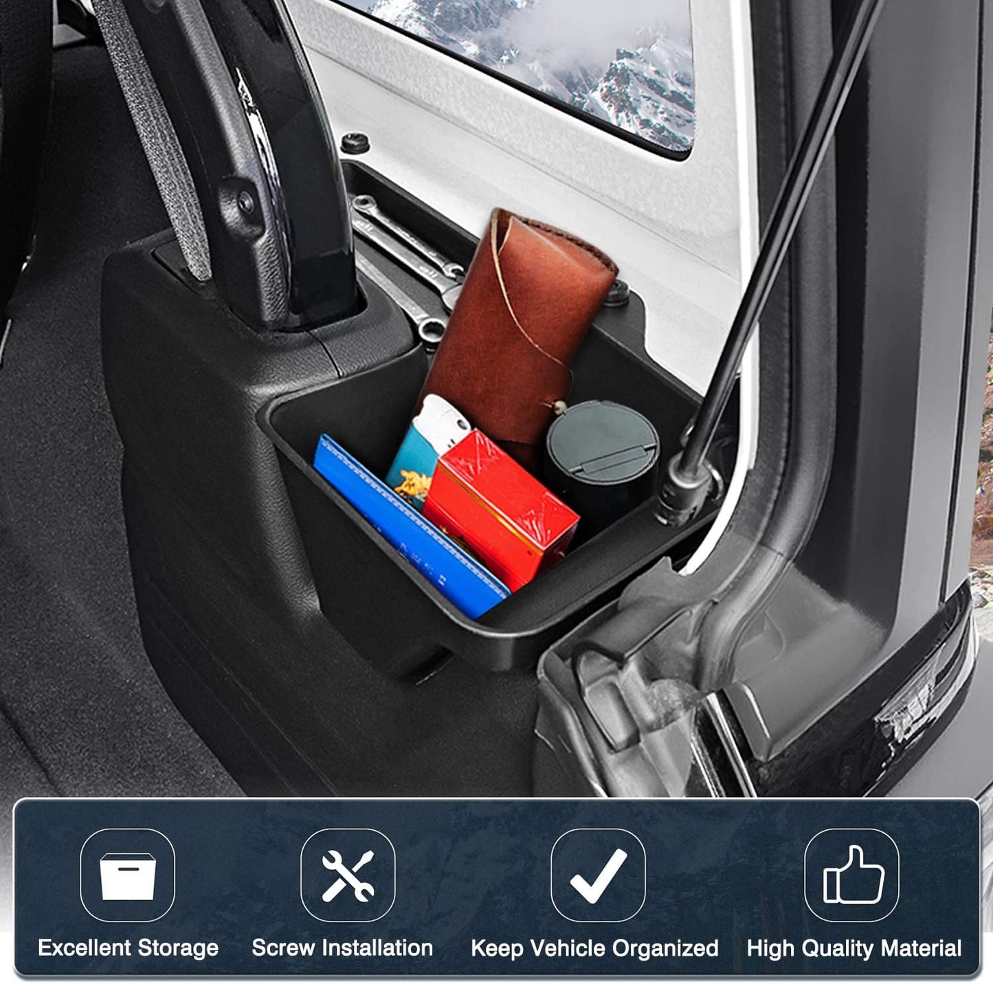 Rear Trunk Storage Tray (2-PCS) for 2018-2023 Jeep Wrangler JL - Side Cargo Organizer (Excludes 4XE)