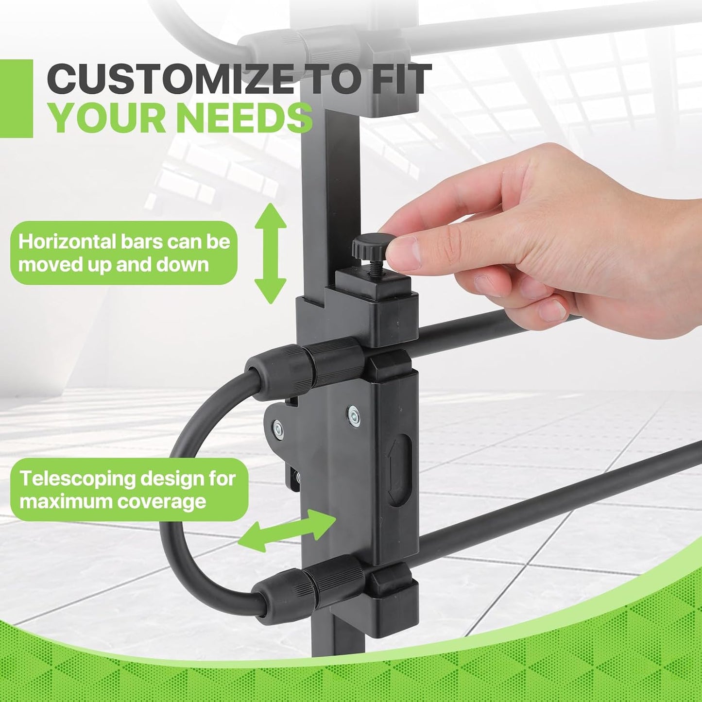 Adjustable Dog Barrier 34"-60"W x 30"-50"H - Strong Metal Tubing for SUV/Car/Truck/Minivan (Black)