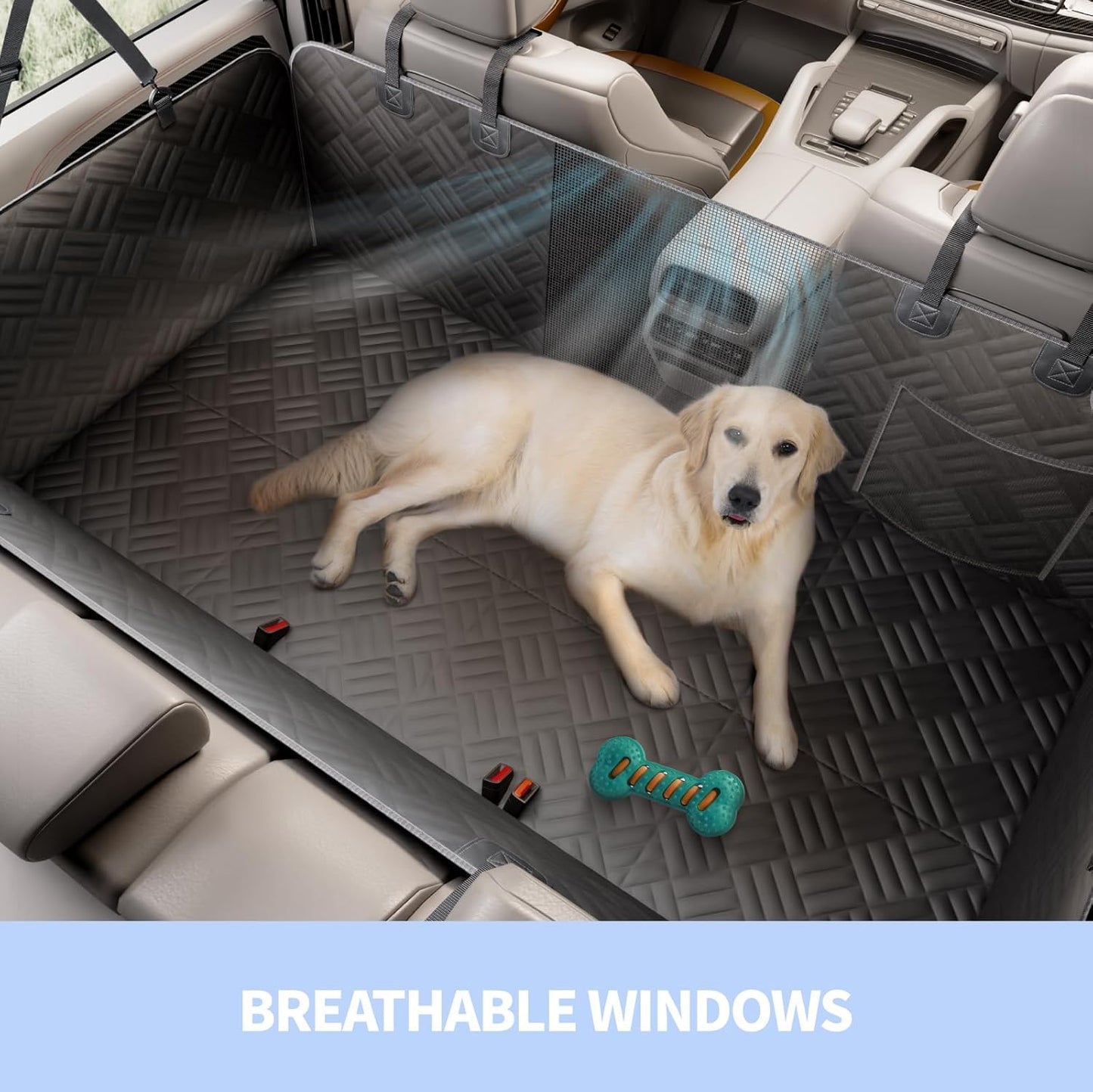 400 lb Hard-Bottom Dog Seat Cover - 600D Waterproof Scratch-Proof Hammock for Car/SUV
