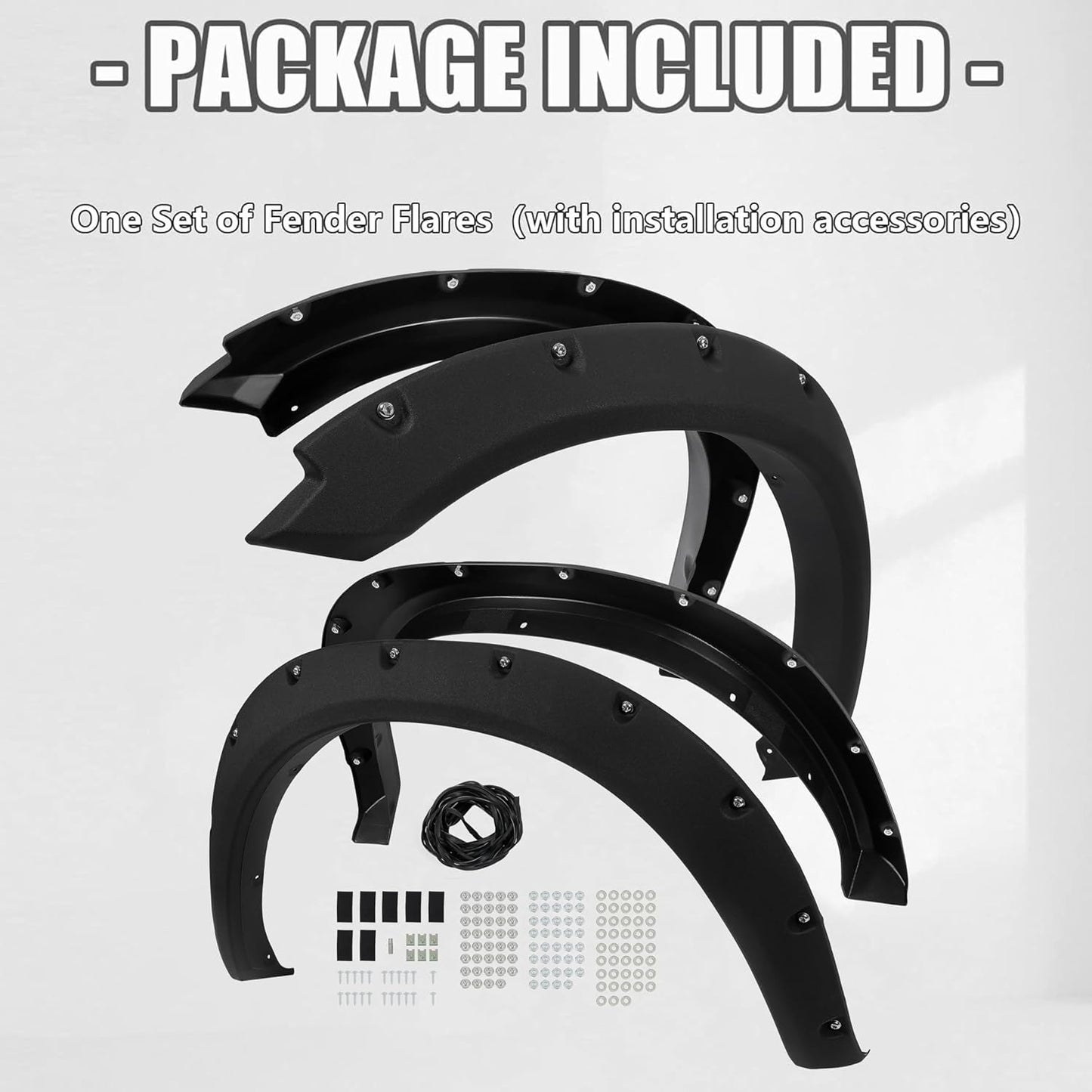4-PCS Textured Fender Flares for 2009-2023 Ram 1500 Classic (Excl. R/T/Rebel/Warlock) - Pocket Rivet Style
