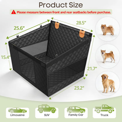 Hard-Bottom Dog Seat Extender w/3 Mesh Windows - Waterproof Strong Support for Car/Truck/SUV