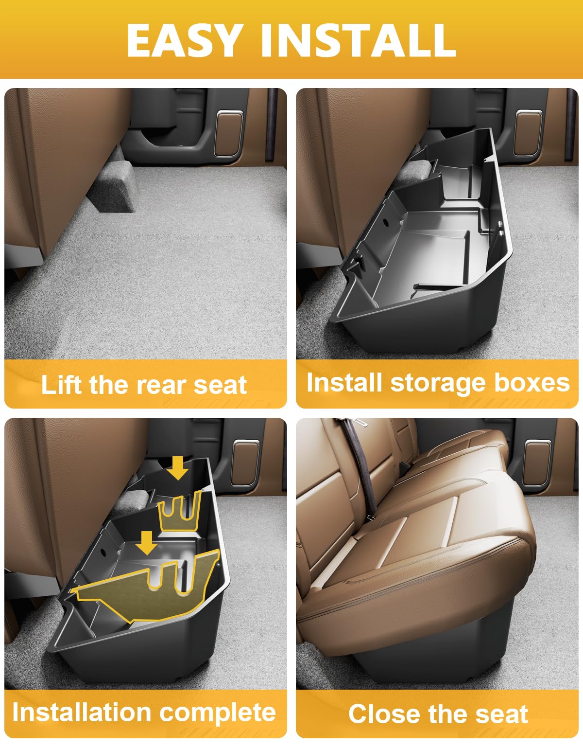 Rear Underseat Storage Box for 2019-2026 Chevy/GMC 1500 & HD - Double/Crew Cab