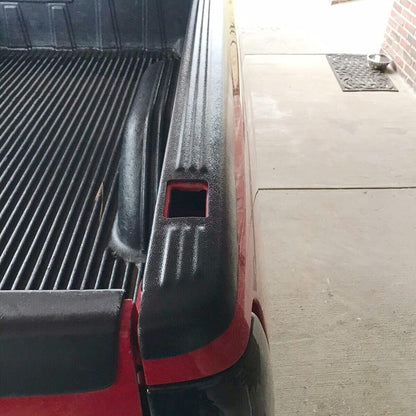 Black Ribbed Bed Rail Caps (2-PCS) for 1999-2006 Chevy/GMC 1500/2500/3500 Classic w/Stake Holes - 6.5' Bed