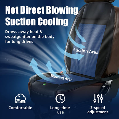 Ventilated Car Seat Cushion with 2 Fans, 3-Speed Cooling, Universal Fit