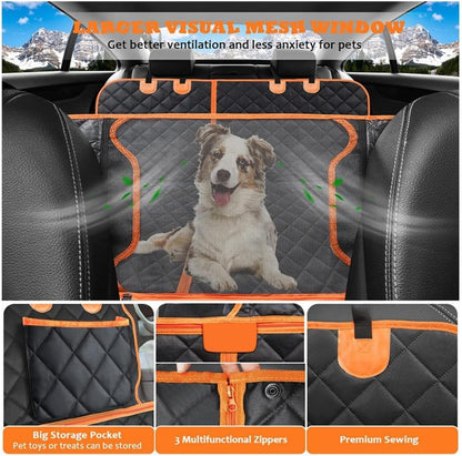 100% Waterproof Dog Seat Cover Hammock - 600D Heavy Duty, Mesh Window, Nonslip for Cars/Trucks/SUVs