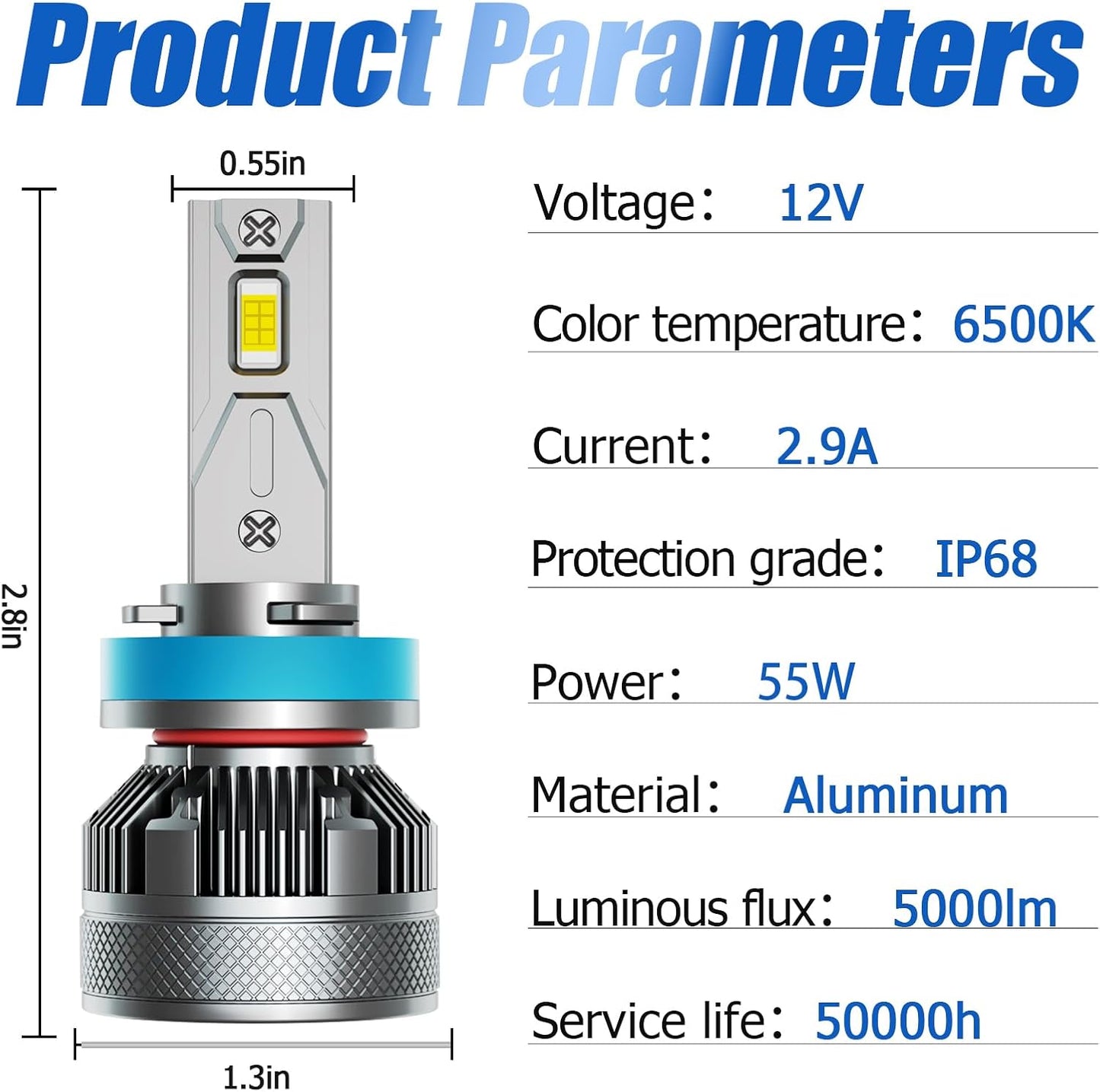 AWALITED Fits for 2015-2023 Ford F150 High Low Beam Fog Lights Bulbs Combo Pack, 6000K White Plug-and-Play Super Bright Lights Bulbs, Pack of 6