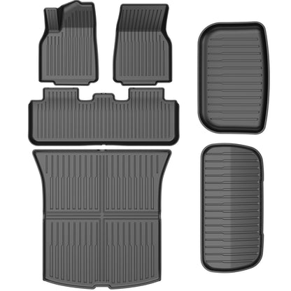 9-Piece TPE Floor Mats for 2026–2027 Tesla Model YL 6-Seater