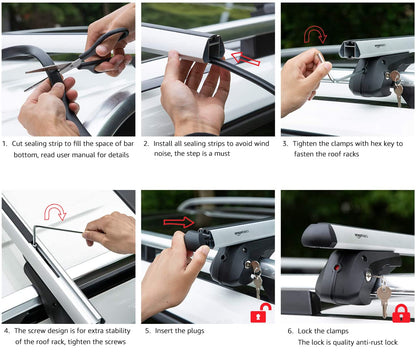 52" Cross Rail Roof Rack (2-Pack) - Fits Up to 46" Span, Black/Silver