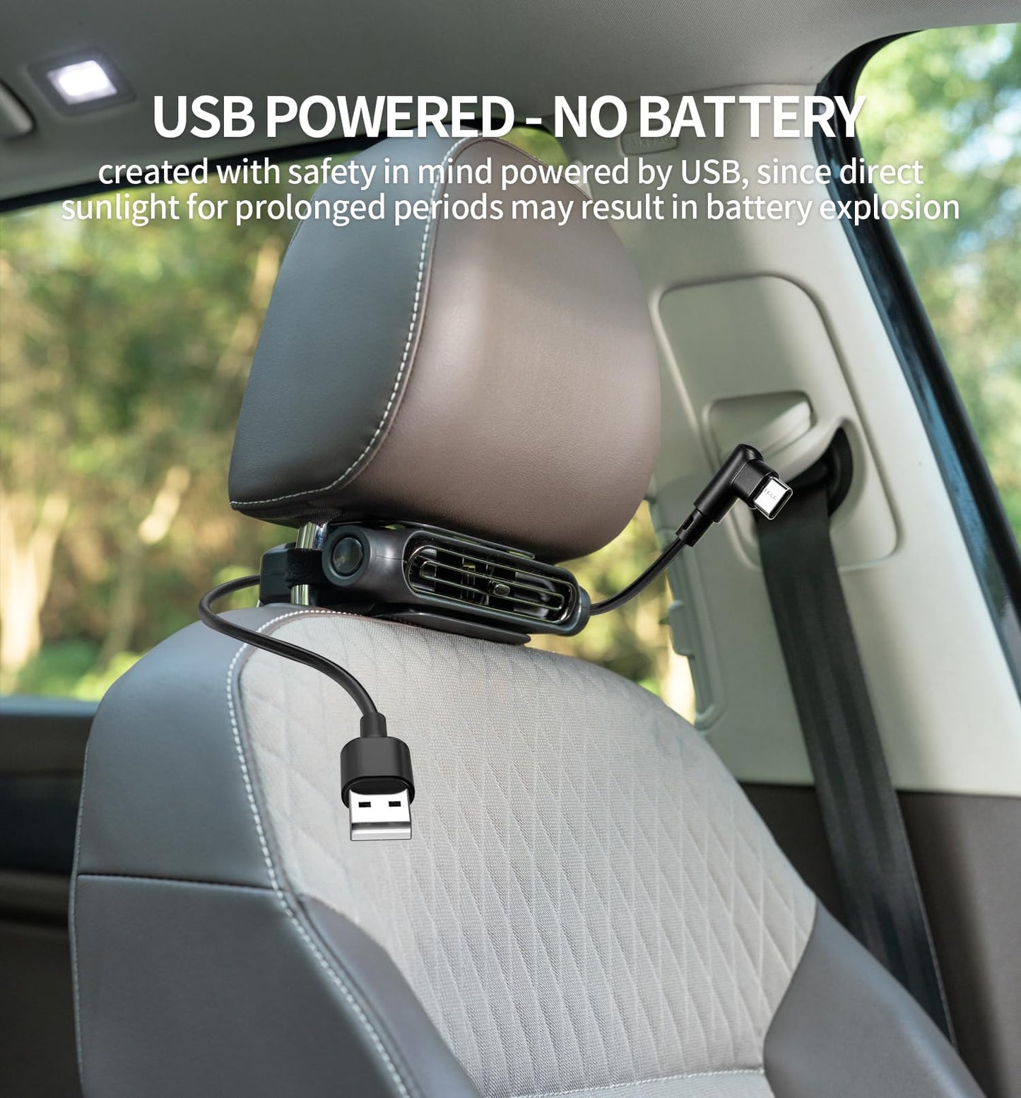 Mini USB Car Seat Fan for Headrest Cooling